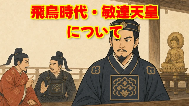 敏達天皇と仏教受容をめぐる対立を描いたイラスト